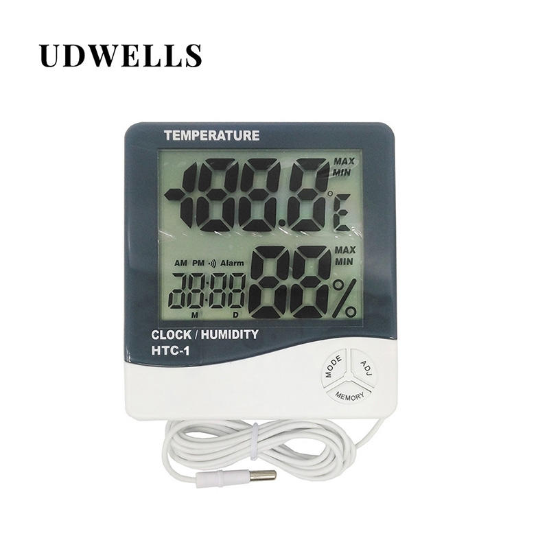 Thermo-hygromètre numérique à grand écran LCD à température extérieure à effet de serre